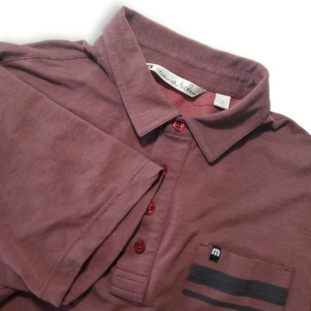 Travis Mathew Men's Medium Maroon Golf Short Sleeve Polyester Polo